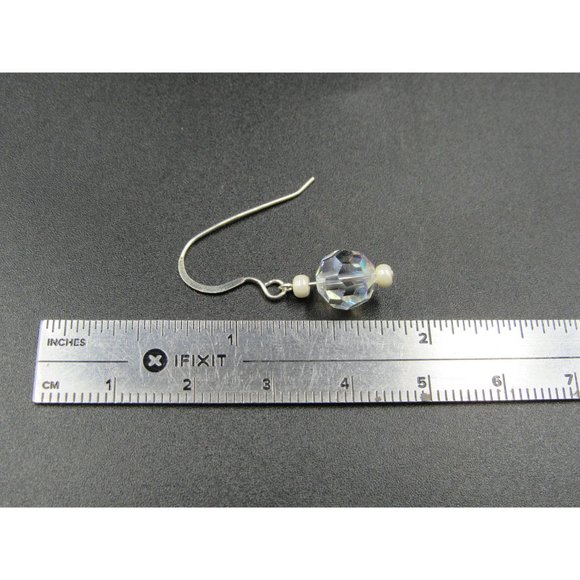 Sterling Silver Faceted Clear Colorful Crystal Earrings - Picture 4 of 5